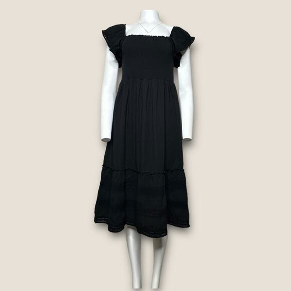 NWT | Bobi | Smocked Midi Dress | Black | Large - Picture 1 of 15